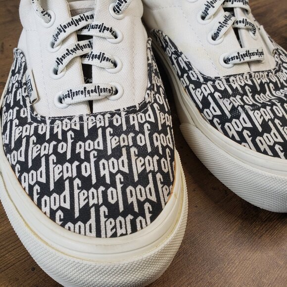 Vans x Fear of God Era 95 DX  White + Black FOG lace up sneakers - Picture 1 of 13